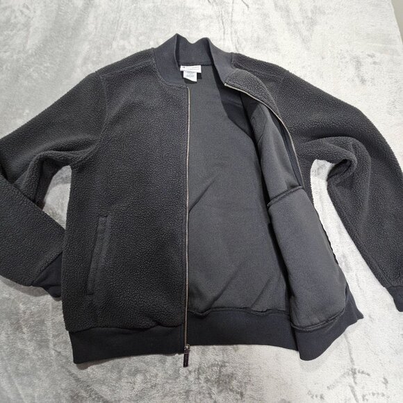 Champion Jacket Mens M Black Heritage Sherpa C Logo Varsity Preppy Zip Up NEW - Picture 8 of 11